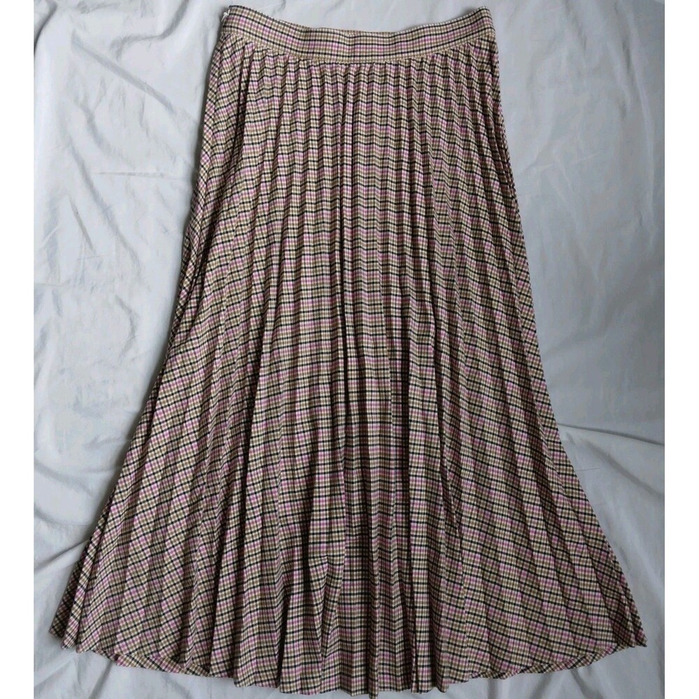 New LOFT Multi Color Plaid Pleated Skirt Preppy Academia Womens Size 4 - Picture 10 of 13